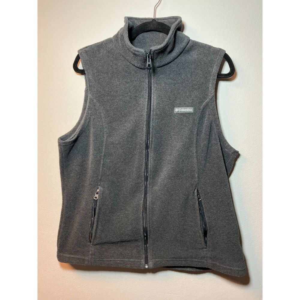 Columbia Benton Springs Fleece Vest Women's L Gray Full Zip Zip Pockets